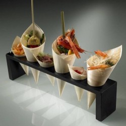 PORTA CONI BAMBOO NERO 33x6x8cm 6 FORI 2pz