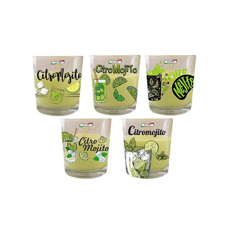CANDELA IN BICCHIERE VETRO ø7x7,5 CITROMOJITO CDG