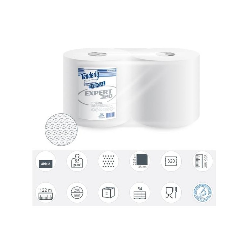 BOBINE AIRLAID TEXICELL EXPERT 320 80gr/mq 320str 122mt 2 ROTOLI