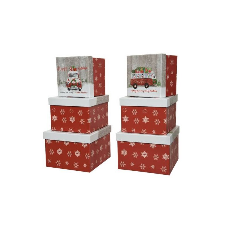 SCATOLA REGALO VETTURA CHRISTMAS 17x17x12cm SET 3pz