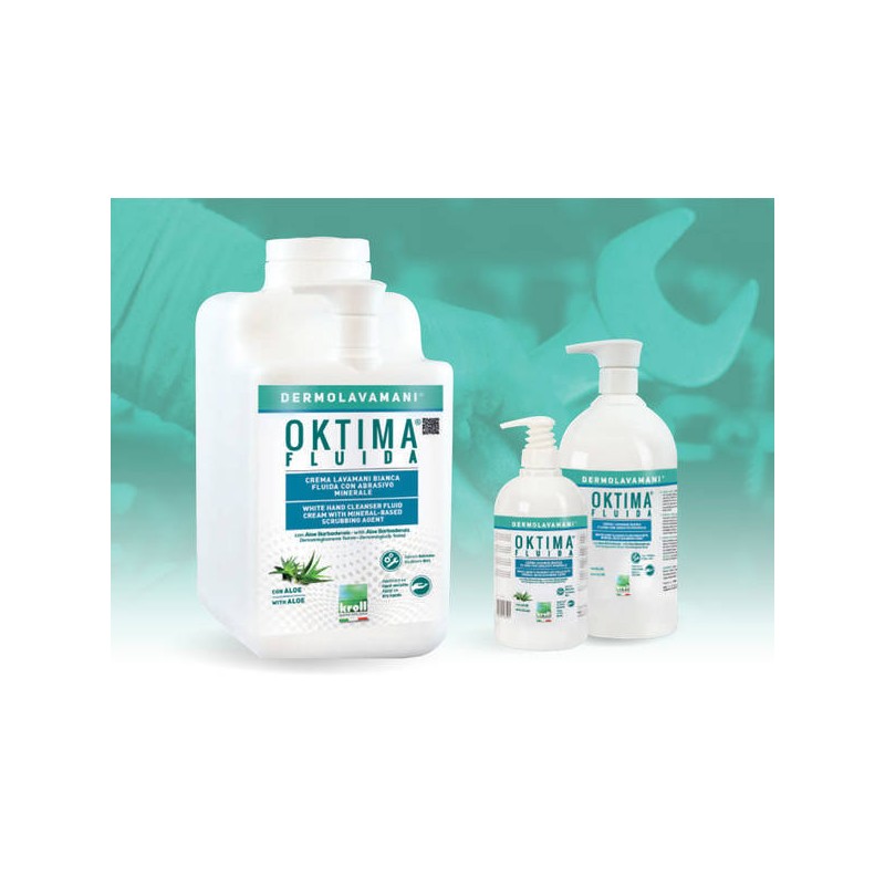 CREMA LAVAMANI CON ABRASIVO MINERALE OKTIMA FLUIDA 1lt C/DOSATORE KROLL