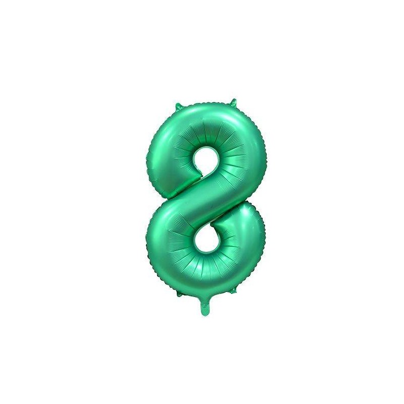 PALLONE NUMERO 8 MYLAR 86cm 34 VERDE SATIN