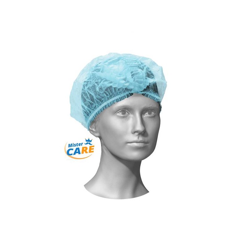Mr.Care - CUFFIA COPRICAPO PLISSè SAFE CAP AZZURRA 100pz