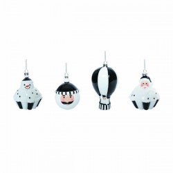 PUPAZZO DI NEVE C/APPENDINO 12cm BIANCO/NERO