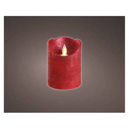 MOCCOLO ROSSO RUSTICO LED BIANCO CALDO H 10cm A BATTERIE