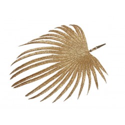 FOGLIA PALMA ORO GLITTER SU CLIP 27x25cm 6pz