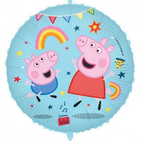 PALLONE MYLAR PEPPA PIG MESSY PLAY TONDO 18 43cm C/FILO E PESETTO