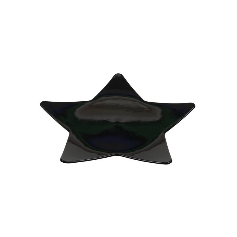 PIATTO PLASTICA 28x28cm STELLA GLITTER NERO