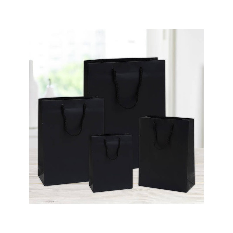 SHOPPER IN CARTA PLASTIFICATA OPACA 10+6,5x12cm NERO