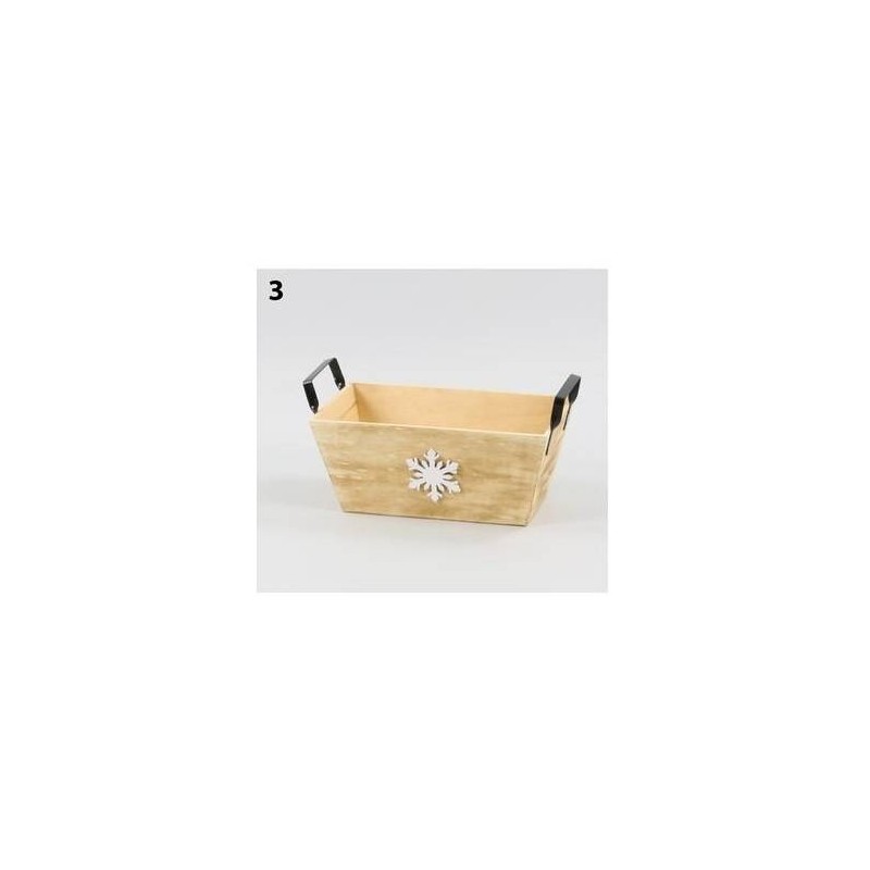 CASSETTA LEGNO C/FIOCCO DI NEVE E MANICI 43x23x20cm