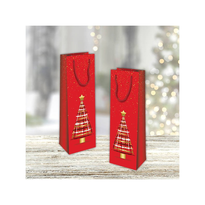 SHOPPER CARTA ABETE BOTTIGLIA 12+9x39cm ROSSO