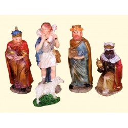 RE MAGI+PASTORE+PECORA IN RESINA 15cm COLOR SET 5pz