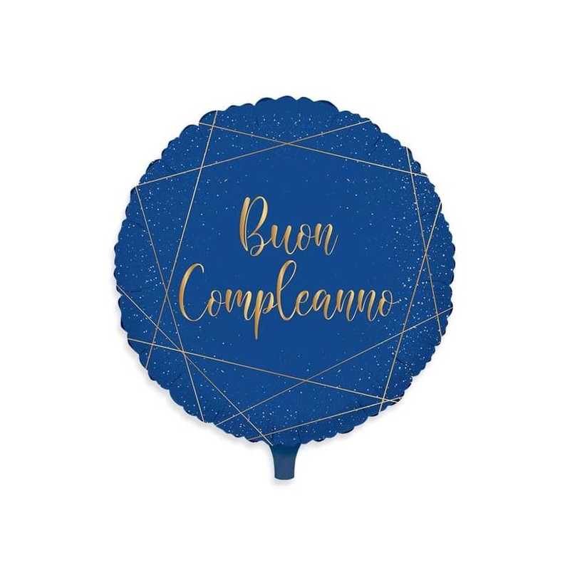 PALLONE MYLAR BLU GOLD BUON COMPLEANNO 45cm