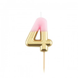 CANDELINA NUMERO 4 ROSA/ORO 10,5cm