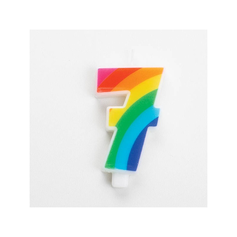 CANDELINA NUMERO 7 SCINTILLANTI RAINBOW 9,5cm