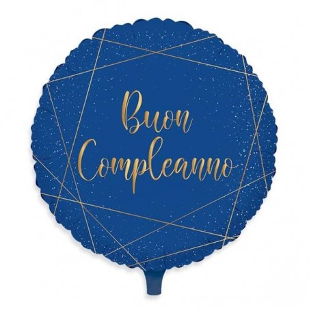 PALLONE MYLAR BLU GOLD BUON COMPLEANNO 45cm