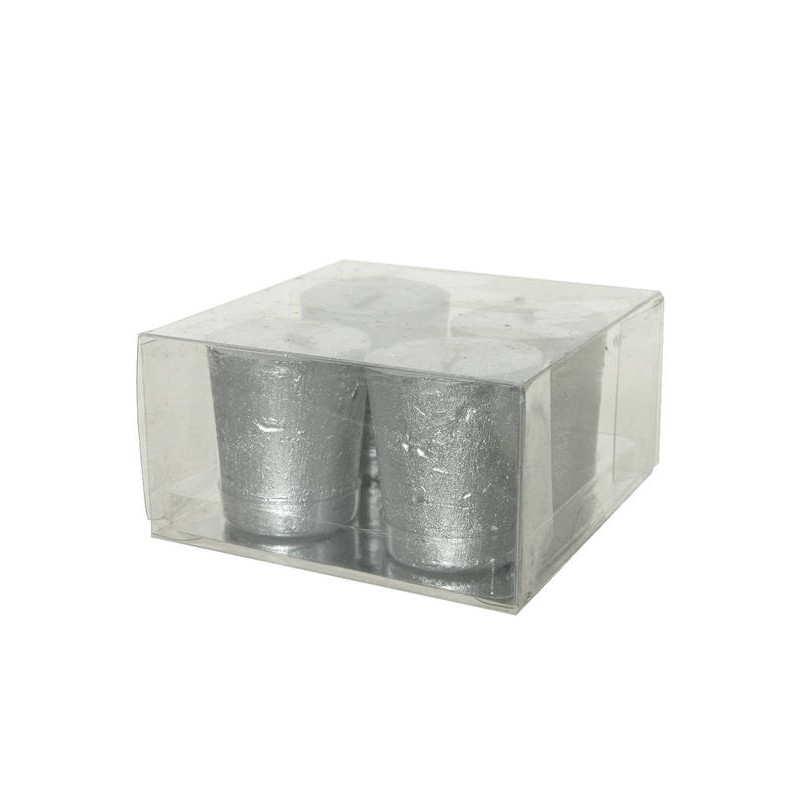 CANDELA MOCCOLO ø4cm H.4,7cm ARGENTO METALLIC 4pz
