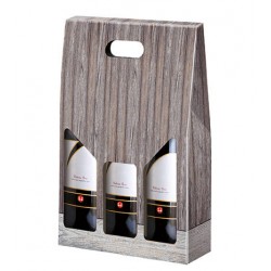 SCATOLA PORTA 3 BOTTIGLIE VINTAGE WOOD 27x9x38cm STICK