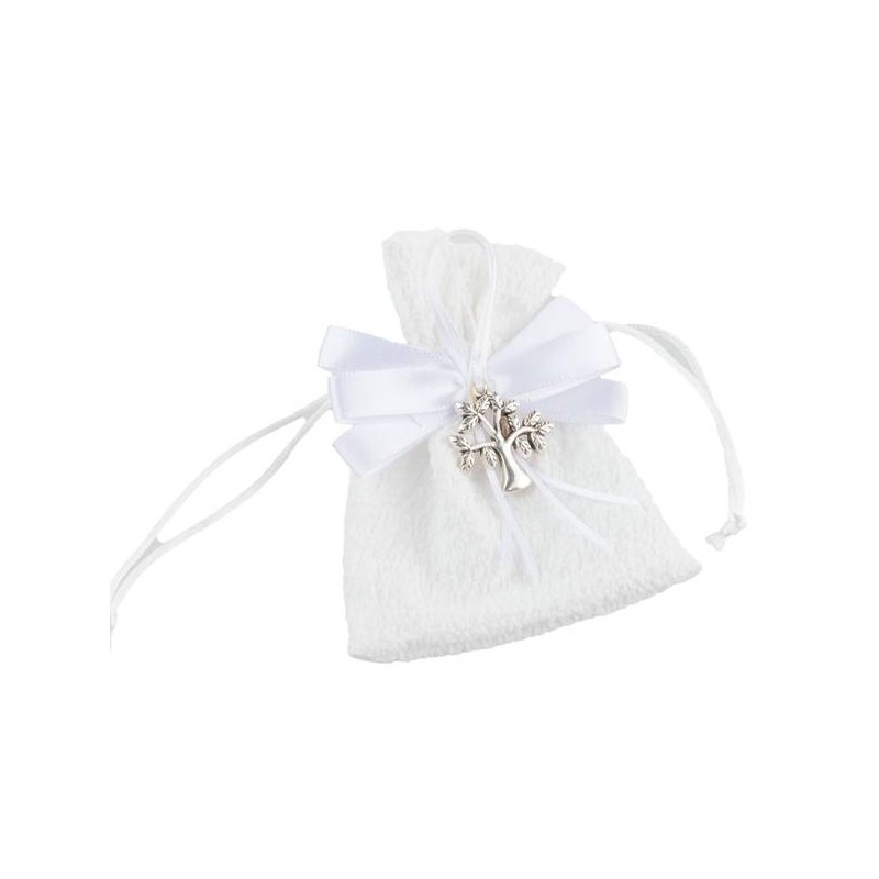 SACCHETTO BIANCO C/ALBERO VITA METALLO H.11cm 12pz