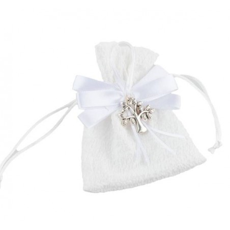 SACCHETTO BIANCO C/ALBERO VITA METALLO H.11cm 12pz