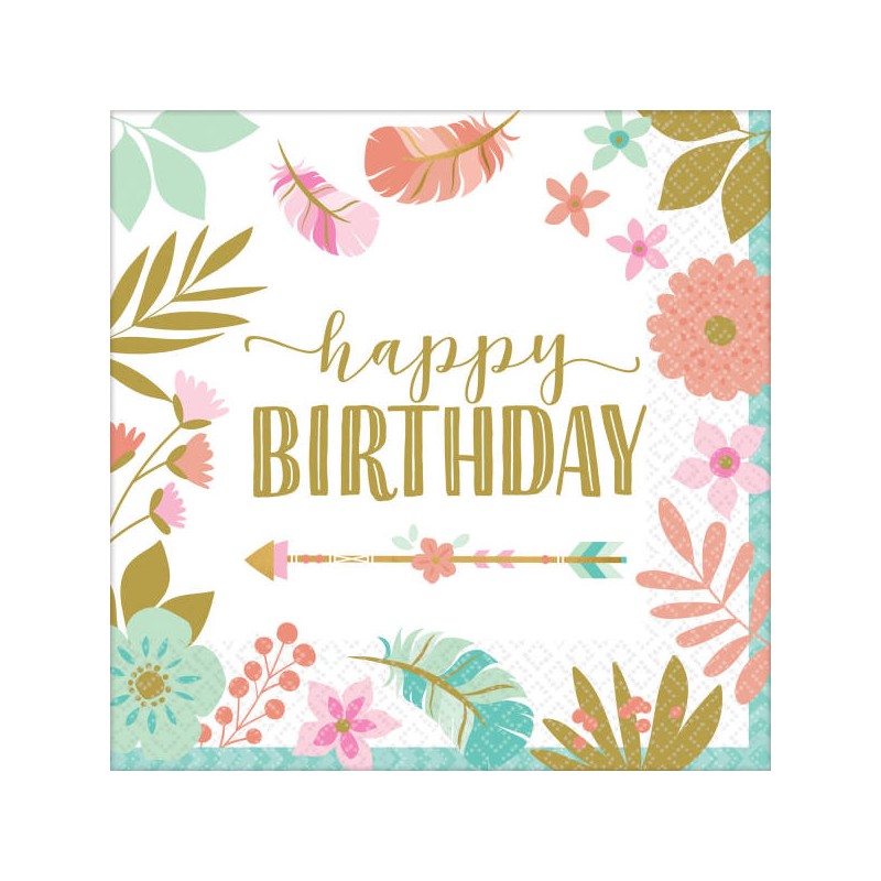 TOVAGLIOLI 33x33 BOHO BIRTHDAY GIRL 16pz