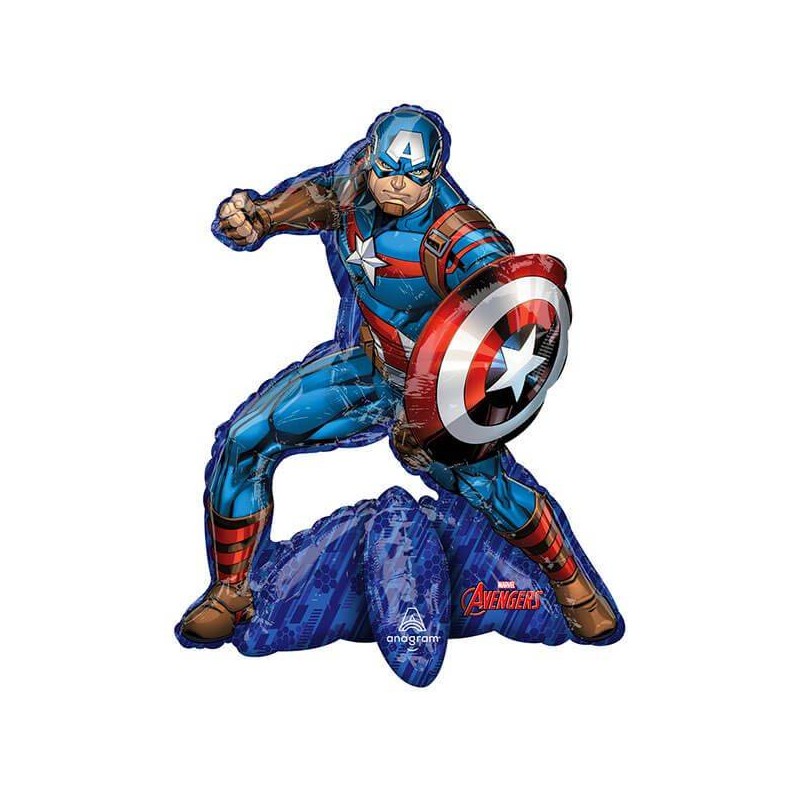 PALLONE MYLAR S/SHAPE CAPITAN AMERICA STANDING 55x66cm