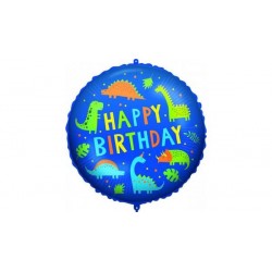 PALLONE TONDO MYLAR HAPPY BIRTHDAY DINO 45cm