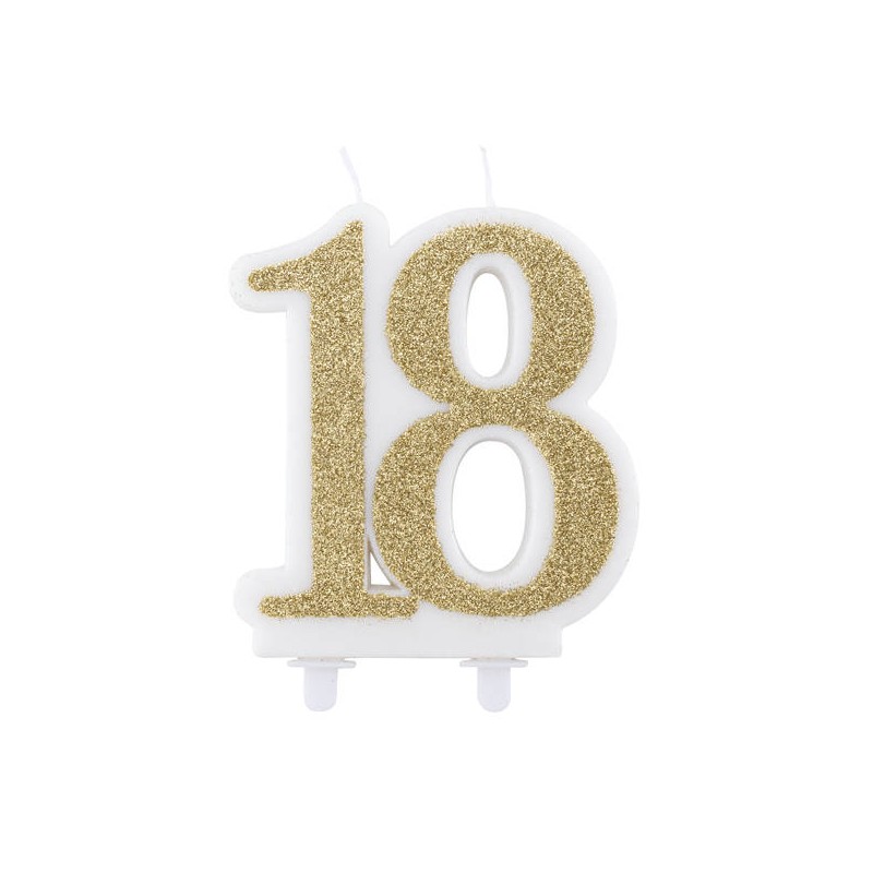 CANDELA 18 ORO GLITTER 12cm