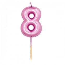 CANDELINA NUMERO 8 METAL FUCSIA 7cm