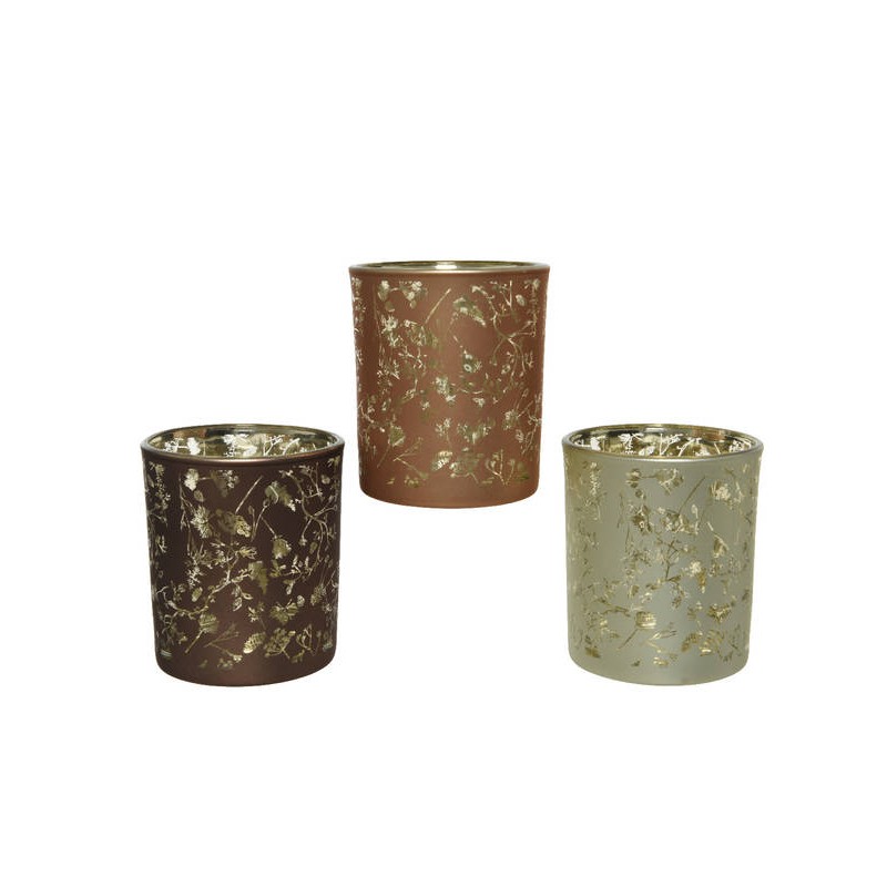 VASO VETRO PORTA TEALIGHT DECO ORO ø7x8,2cm 3ass 1pz
