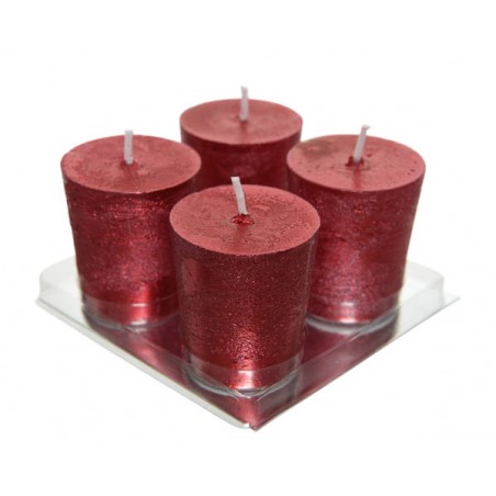 CANDELA MOCCOLO ø4cm H.4,7cm ROSSO METALLIC 4pz
