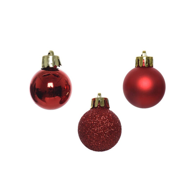 PALLINE INFRANGIBILI ø3cm TUBO MIX ROSSO 14pz