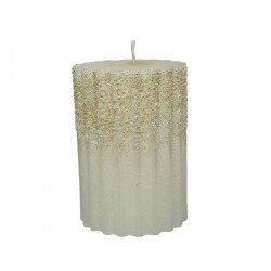 CANDELA MOCCOLO A COSTE ø7cm H.10cm GLITTER ORO-BIANCO