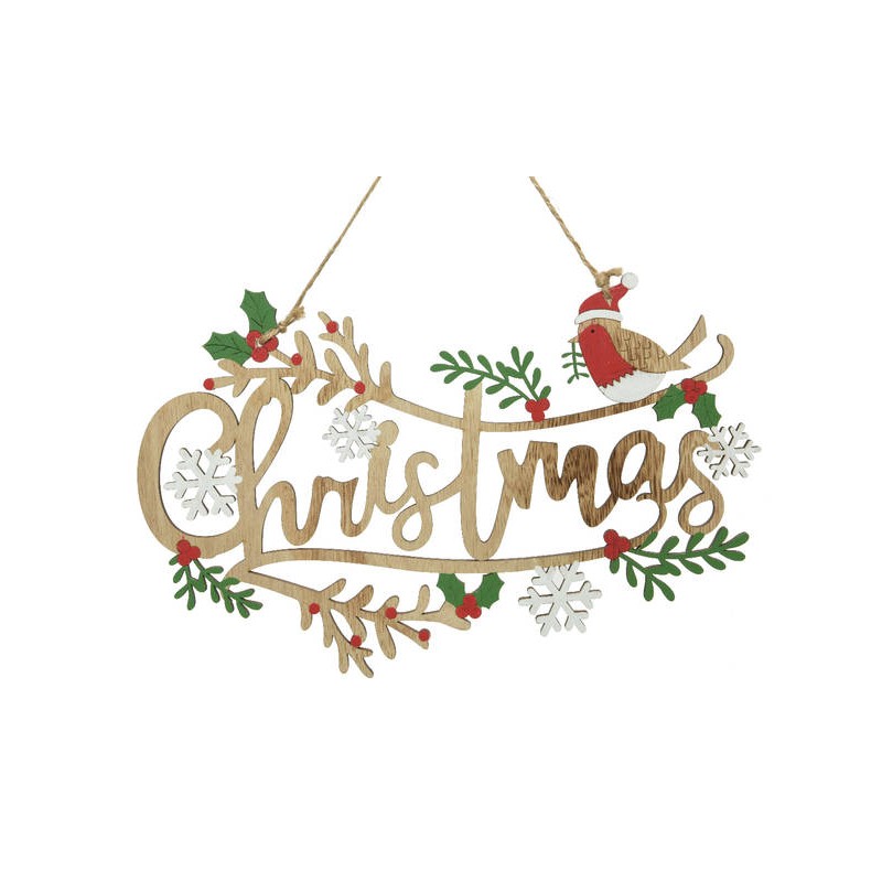 DIETRO PORTA IN LEGNO CHRISTMAS BIRD 30x19,5cm