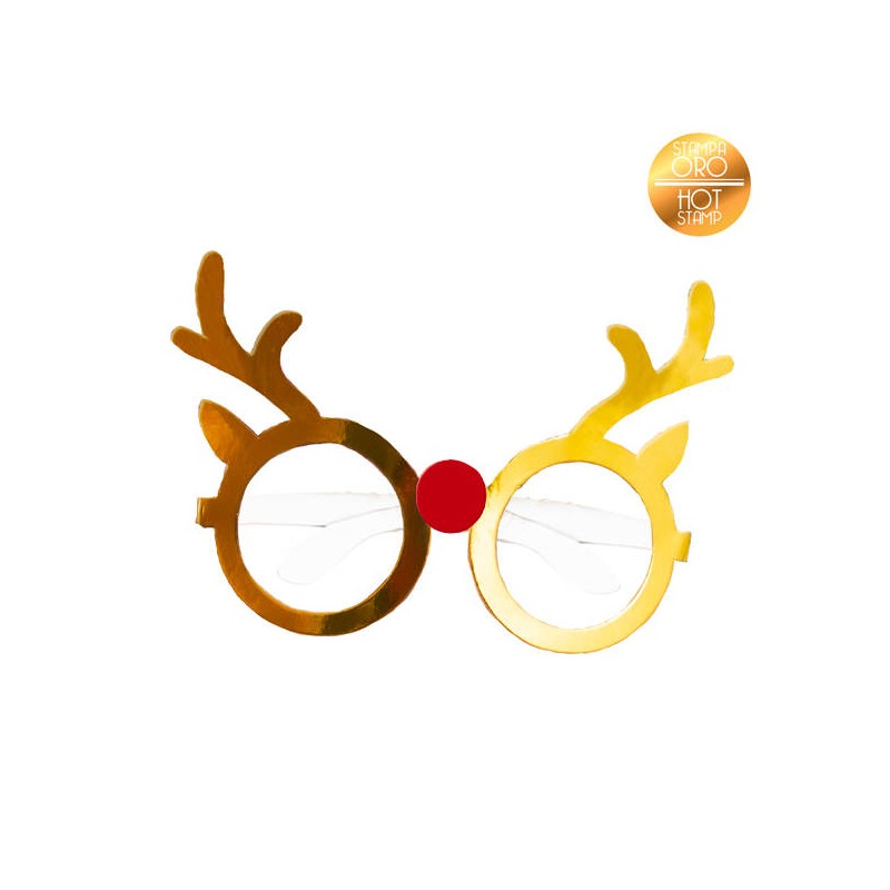 OCCHIALI FORMA RENNA ORO METAL 6pz