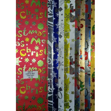 CARTA REGALO NATALIZIA METAL 70x100cm BOX 50fg L90