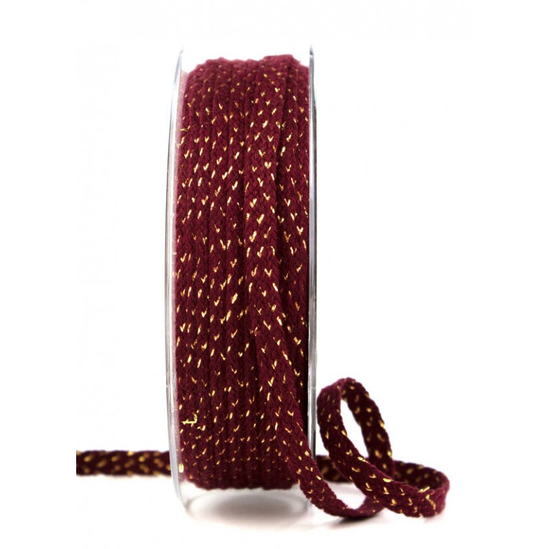 NASTRO IN CORDA ASCONA mm7x15mt BORDEAUX-ORO
