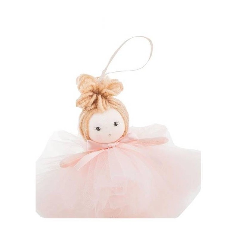 APPLICAZIONE BAMBOLINA ROSA C/CORDINO H.11cm 1pz