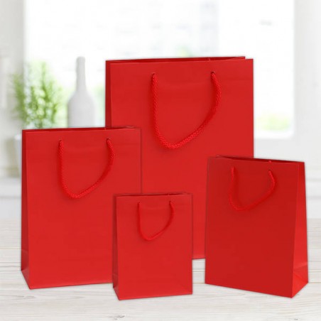 SHOPPER IN CARTA PLASTIFICATA OPACA 36+12x41cm ROSSO