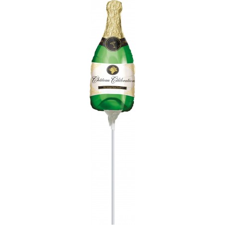 PALLONE MYLAR MINI SHAPE C/STECCO BOTTIGLIA CHAMPAGNE