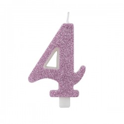 CANDELINA NUMERO 4 GLITTER MALVA 9,5cm