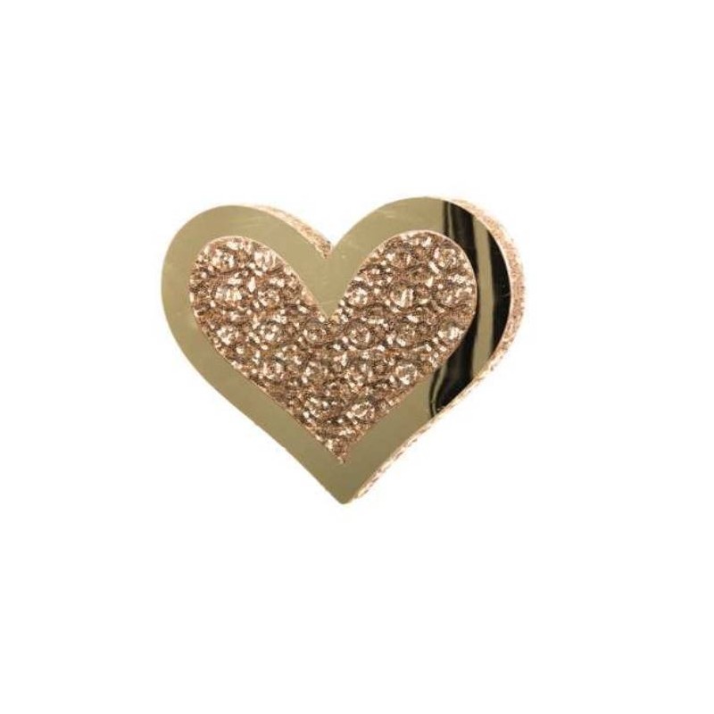 CUORE DA APPENDERE CON PAILETTES H.15cm ORO