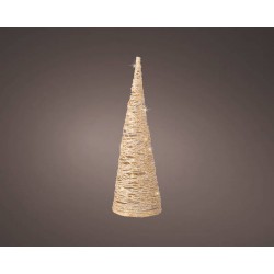 CONO DI CARTA CON LED FISSO 11x38cm COL.ORO-BIANCO