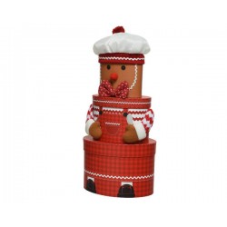 SET SCATOLA TONDA FORMA PAN DI ZENZERO 3pz