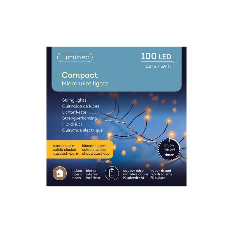 MICRO LED 100 LUCI 1,2mt FILO RAME - CALDO CLASSICO INTERNO