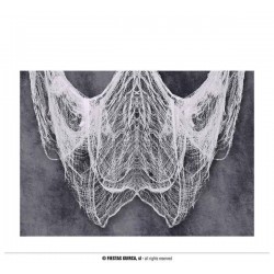 TELO IN STOFFA BIANCO EFFETTO RAGNATELA 200x500cm