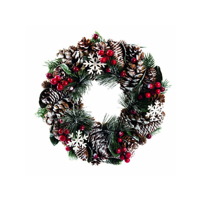 CORONA CON PIGNE ø36cm ROSSA-VERDE