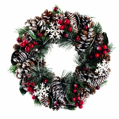 CORONA CON PIGNE ø36cm ROSSA-VERDE