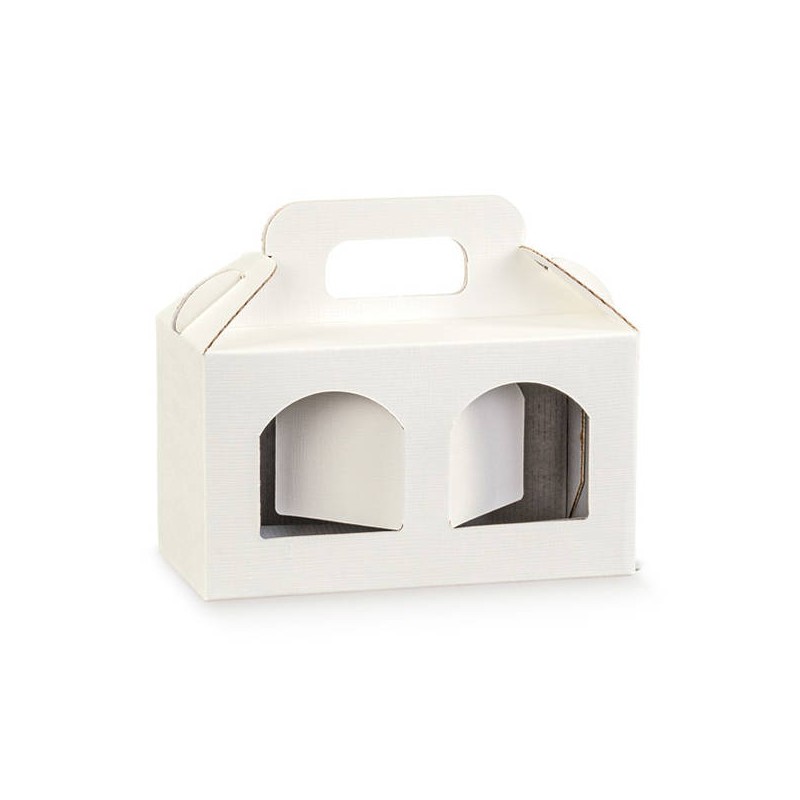 SCATOLA PORTA 2 VASETTI 17x8x9cm SETA BIANCO 10pz