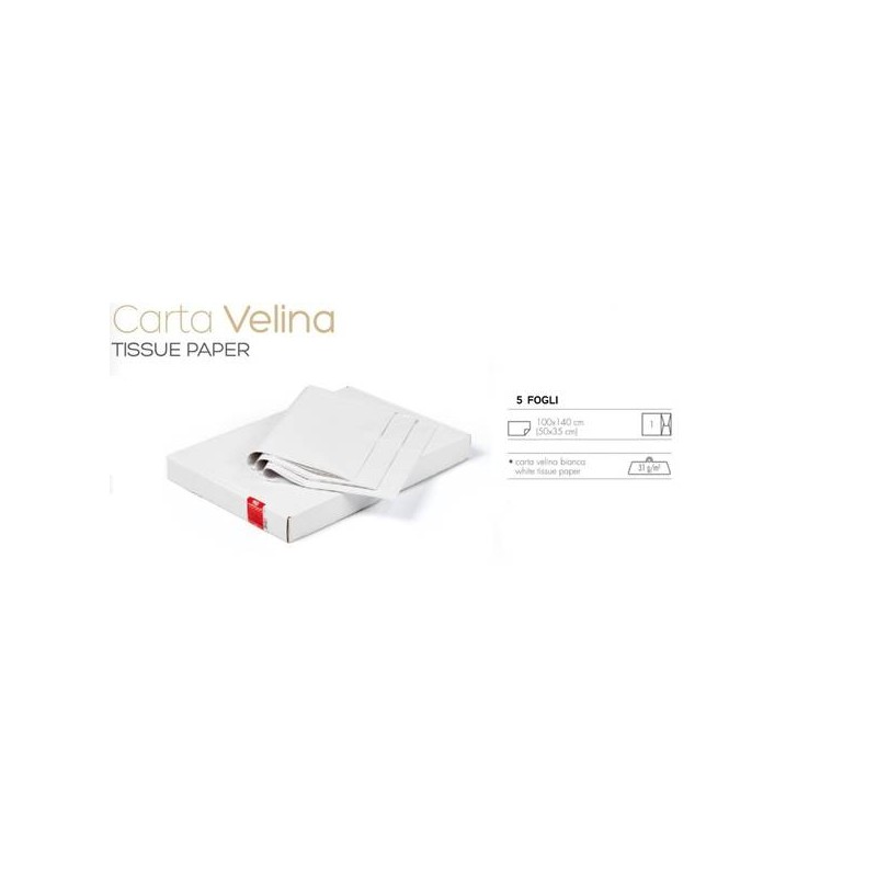 CARTA VELINA gr.31 BIANCA 100x140cm 5 FOGLI PIEGATI